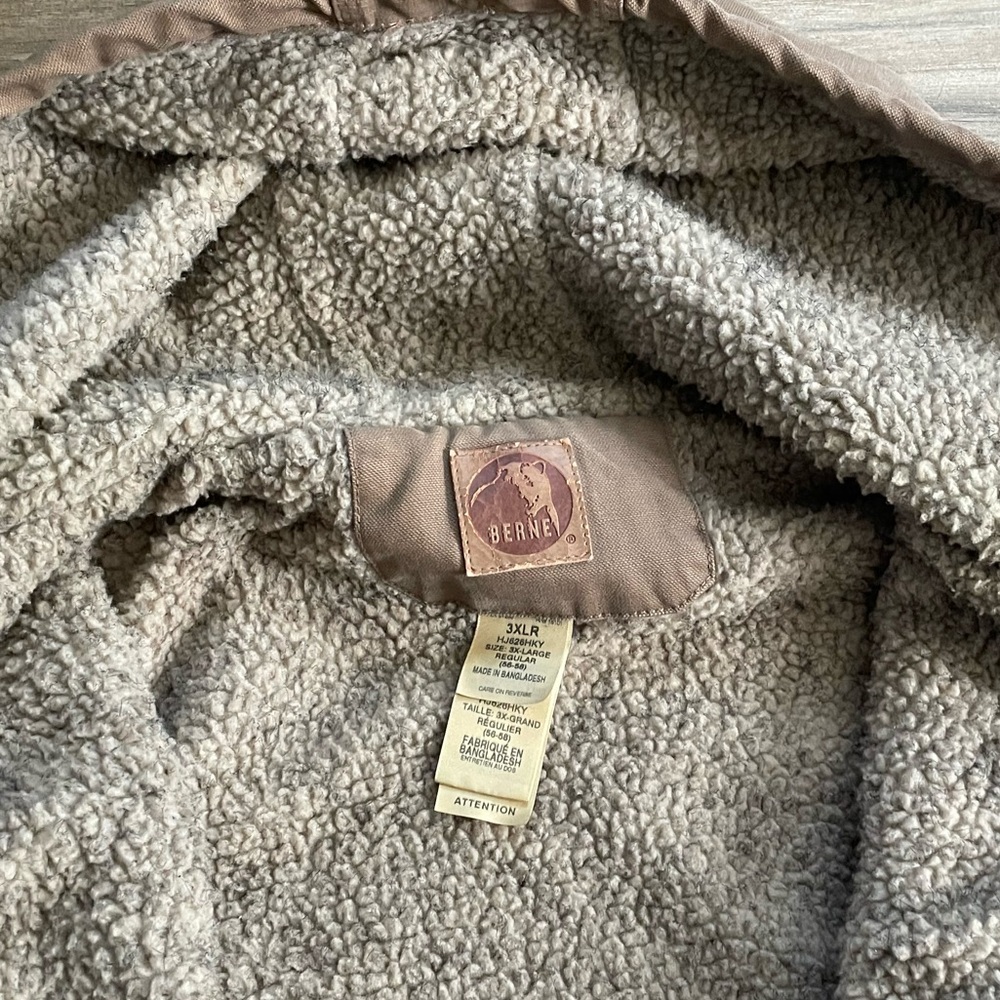 Berne Brown Sherpa Lined Canvas Jacket Hooded Size Men’s 3XL Workwear outdoors - Picture 6 of 9